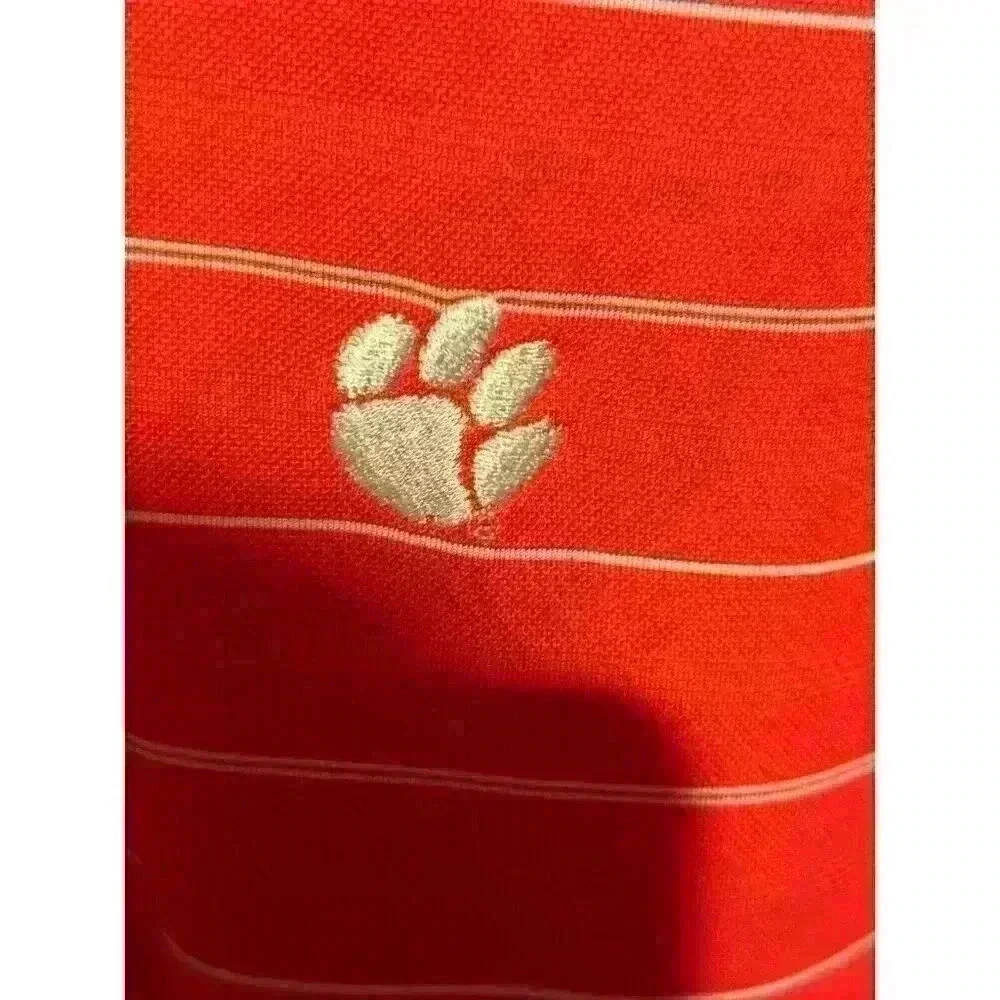 Mens Nike Clemson Tigers Golf Polo Large Dri Fit Orange stripe Paw Logo M